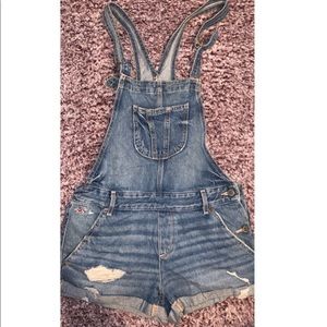 Hollister denim overall shorts.